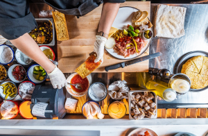 Overhead view of a Boqueria chef in action